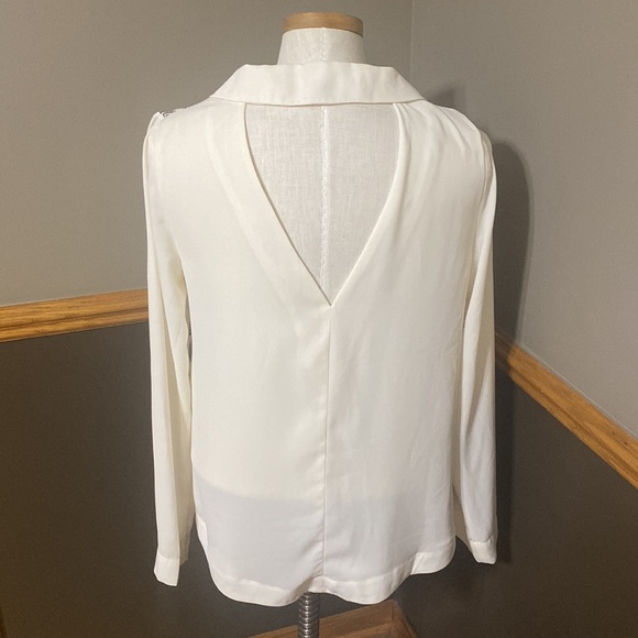 Fate chevron print cream & black long sleeve blazer blouse size small - Picture 6 of 8